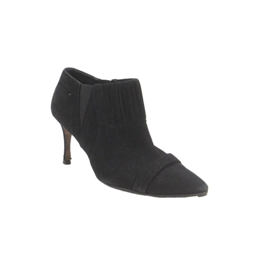 Manolo Blahnik Womens Suede Pointed Toe Zip Heeled Booties Black Size 10
